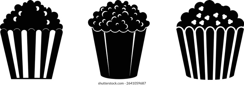 popcorn papercraft vector silhouette set art and illustration