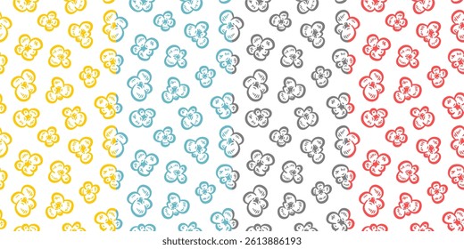 Popcorn pattern Background. doodle popcorn. popcorn seamless pattern background. Popcorn pattern for packaging snacks.