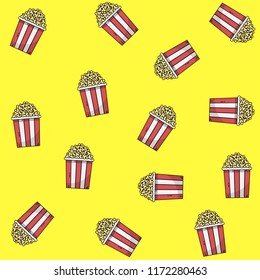 Popcorn pattern on yellow background