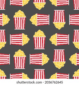 Popcorn pixel art pattern seamless. 8 bit Sweetness background. vector texture