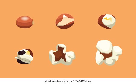 Popcorn Popping Motion Sequence Cartoon Illustration