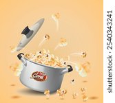 Popcorn in pressure cooker Vector Background