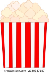 palomitas de maíz en una caja roja. Ilustración vectorial.