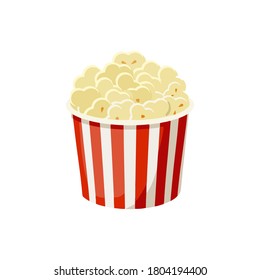 popcorn in a red bucket Vector isolated on white background