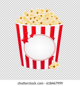 Popcorn In Red Cardboard Box Gradient Mesh, Vector Illustration