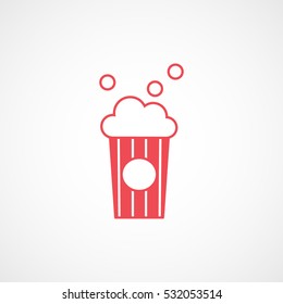 Popcorn Red Flat Icon On White Background