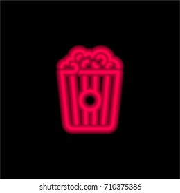 Popcorn red glowing neon ui ux icon. Glowing sign logo vector
