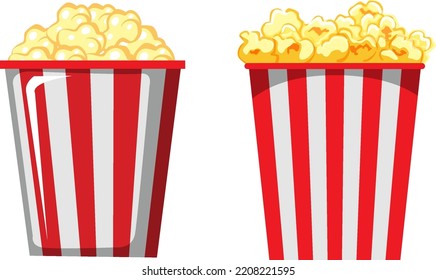 Popcorn red stripes buckets illustration