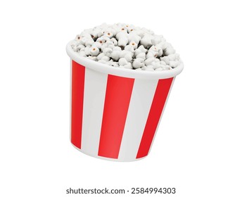 Popcorn in a Red and White Bucket 3d rendering illustration