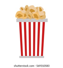 Popcorn in red and white cardboard box is shaking vector illustration.