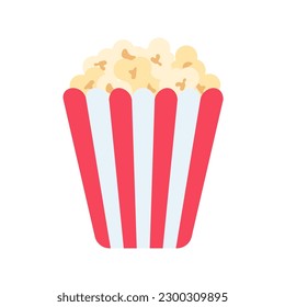 Popcorn in a red and white paper cup Snacks while watching movies in the cinema