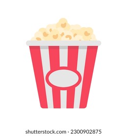 Popcorn in a red and white paper cup Snacks while watching movies in the cinema