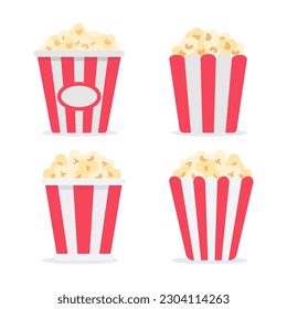 Popcorn in a red and white paper cup Snacks while watching movies in the cinema