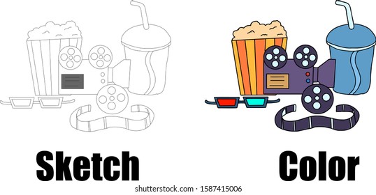 popcorn, rekaman video, dan minuman ringan
