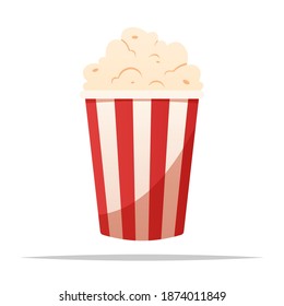 Popcorn with round bucket vector isolated illustration