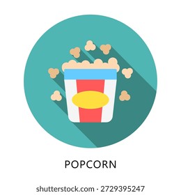 Palomitas De Maíz Redondeadas Icono De Color Plano, Mini Ilustración Relacionada Con La Comida, Gastronomía. Uso Para El Concepto Moderno, Ui, Web Ux Y Desarrollo De App.