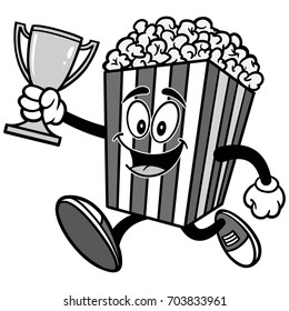 Popcorn Running with Trophy Illustration