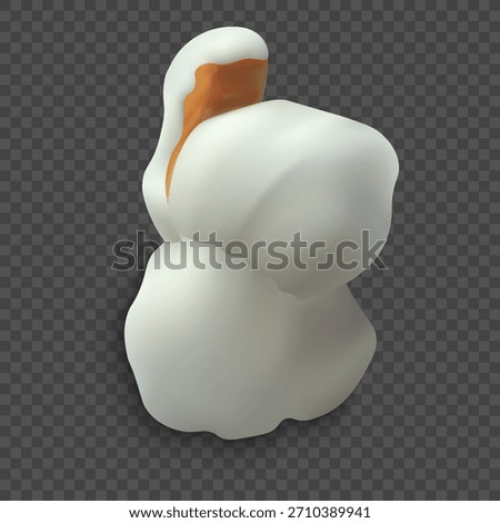 Popcorn, salty or sweet. Fluffy, cooked kernel of corn. Entertainment, show, snack, food, pastime. Movie watching, relaxation. Vector illustration. Realistic style. Isolated background.