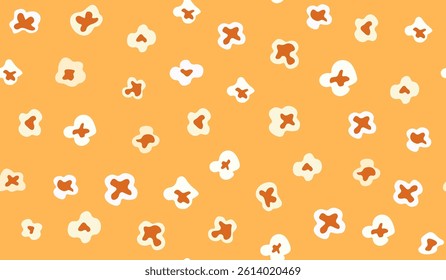 Popcorn seamless background Vector template with popcorn on isolated background. Abstract movie theme print Pattern for packaging, textiles and prints