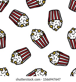 popcorn seamless doodle pattern, vector illustration