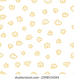 Popcorn seamless pattern background. Pop corn pattern for packaging snacks. Popcorn fluffy flakes pattern. doodle popcorn.