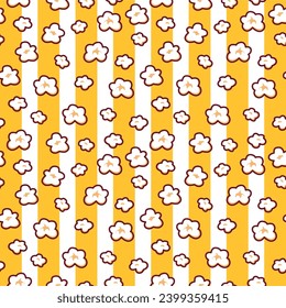 Popcorn seamless pattern background. Pop corn pattern for packaging snacks. Popcorn fluffy flakes pattern. doodle popcorn.