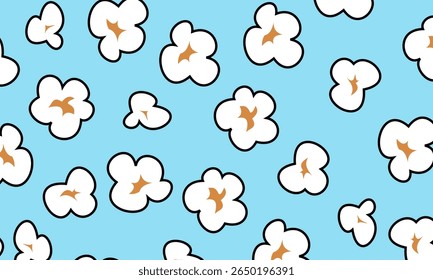 Pipoca padrão sem costura. Popcorn Background padrão. Padrão de milho para embalagem 