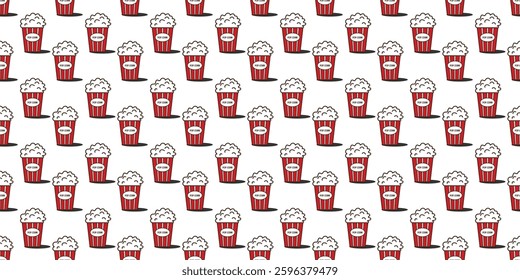 Popcorn seamless pattern background, vector illustration of pop corn, suitable for wallpaper, background, and packaging