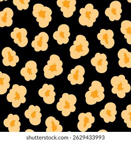 popcorn seamless pattern. Cinema background. Fast food packaging design for bucket