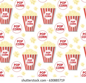 Popcorn seamless pattern, endless texture. Repeating background. Vector illustration