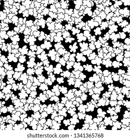 Popcorn seamless pattern. Hand drawn vector black and white illustration. Cartoon doodle. Background, wallpaper. Colouring page. Web,print,fabric texture.