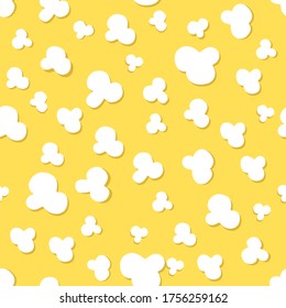 Popcorn seamless pattern on yellow background.