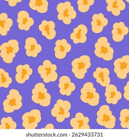 Popcorn padrão sem costura ilustração Vetor. Plano de fundo do padrão pipoca. Pode ser usado para pano de fundo, papel de embrulho, cartões, etc