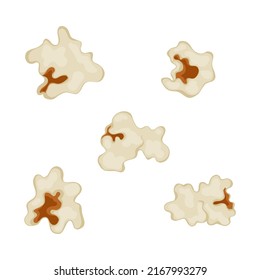 Popcorn set isolated on white. Volumetric elements of popcorn, ready-made corn for cinemas