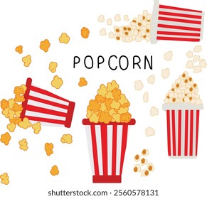 popcorn set vector illustration. Good for banner, poster, greeting card, party card, invitation, template, advertising, campaign, and social media.