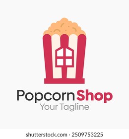 Modelo de design de logotipo da Popcorn Shop. Bom para negócios, agência, comunidade e organização