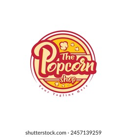 Popcorn shop typography modern badge label logo design 