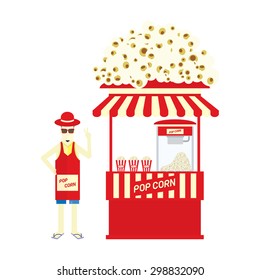 popcorn shop vector illustration