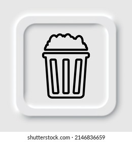 Popcorn simple icon vector. Flat design. Neumorphism design.ai