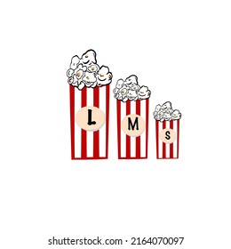 Popcorn size set Large medium small. High quality illustration
