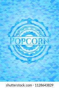 Popcorn sky blue emblem with mosaic ecological style background