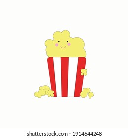  Popcorn smile face box isolated on white background. - Vector illustration.