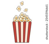 Popcorn snack in a box , popcorn in a basket , bucket