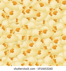 Popcorn Snack Emoji Pattern. Traditional Cinema or Movie Food Seamless Background Symbols. Silhouette Emoticon Popping Corn Design Vector.