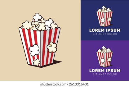 Popcorn Snack Logo Icon with Crunchy Texture and Bold Design