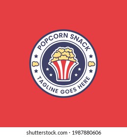 Popcorn Snack Logo Icon Round Badge Sticker