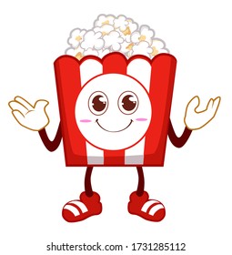 popcorn snack mascot cartoon in vector 