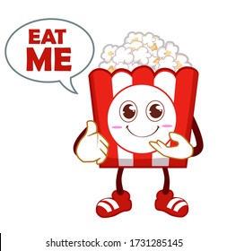 popcorn snack mascot cartoon in vector 