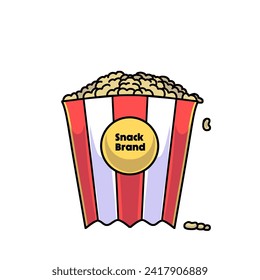 refrigerios de palomitas de maíz con recipiente de lista rojo, blanco y amarillo adecuado para el icono de halcón en el cine, su marca de comida rápida y etc.