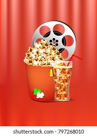 Popcorn and soda banner